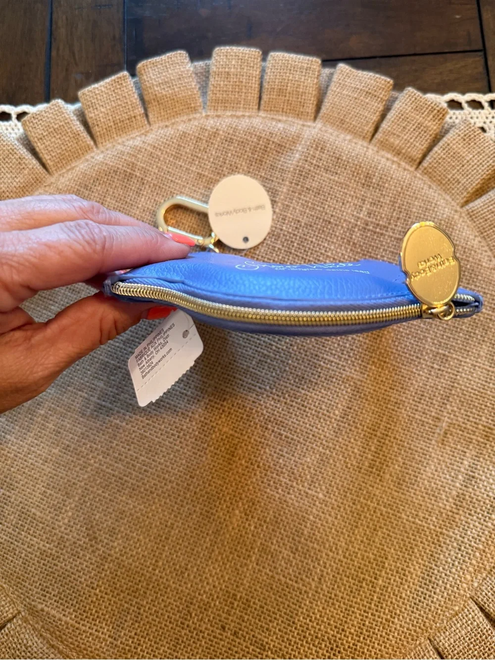 Snow White Blue & White Bird Keychain Pouch